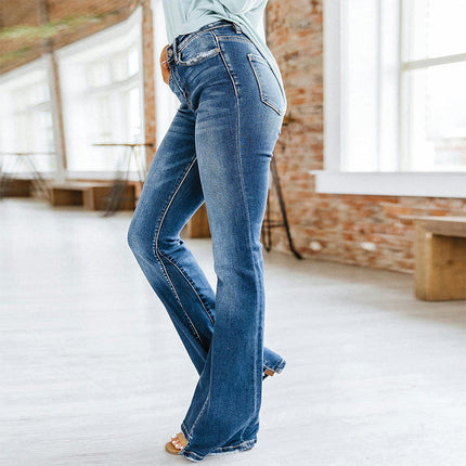 Womens Flare Jeans High Waisted  Classic Bell Bottom Denim Pants