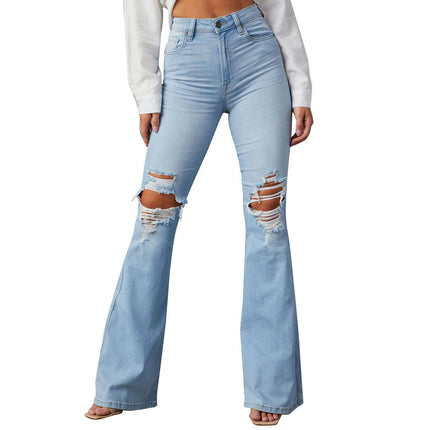 Bell Bottom Jeans for Women Ripped High Waisted Classic Flared Pants