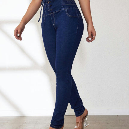 Women's High Waist Skinny Stretch Jeans Shaping Butt Lifting Denim Pants