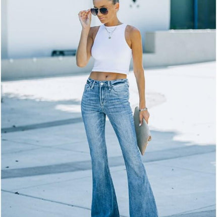 Women's Bell Bottom Jeans High Waisted Stretch Flare Denim Pants