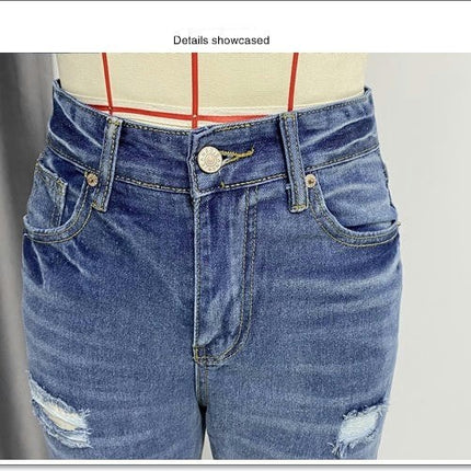 High Waisted Loose Ripped Jeans for Women Boyfriend Straight Wide Leg Casual Denim Pants