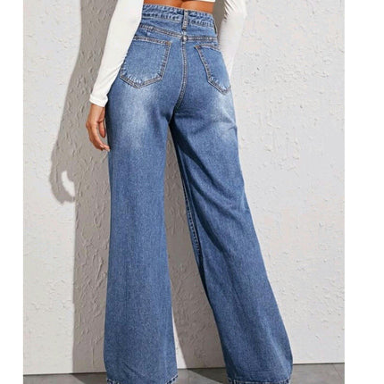 Women's High Waisted Wide Leg Jeans Baggy Casual Denim Pants