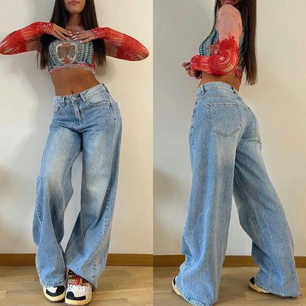 Straight Wide Leg Jeans for Women High Waisted Baggy Denim Pants