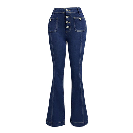 Women's Bell Bottom Jeans High Waisted Button Fly Stretch Flared Denim Pants