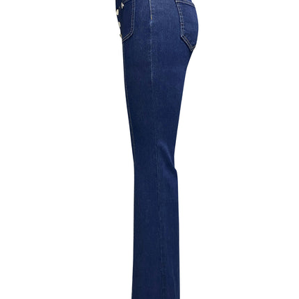 Women's Bell Bottom Jeans High Waisted Button Fly Stretch Flared Denim Pants