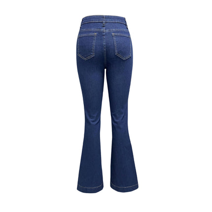 Women's Bell Bottom Jeans High Waisted Button Fly Stretch Flared Denim Pants