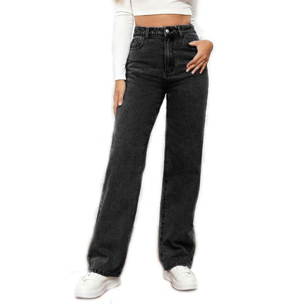 Women's Straight Leg Jeans High Waisted Casual Baggy Denim Pants