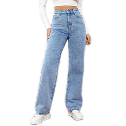 Women's Straight Leg Jeans High Waisted Casual Baggy Denim Pants