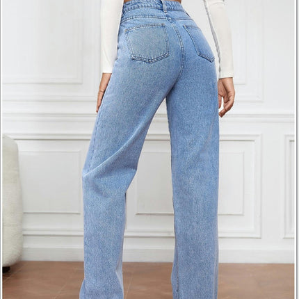 Women's Straight Leg Jeans High Waisted Casual Baggy Denim Pants