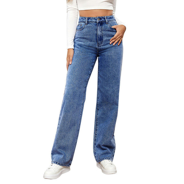 Women's Straight Leg Jeans High Waisted Casual Baggy Denim Pants