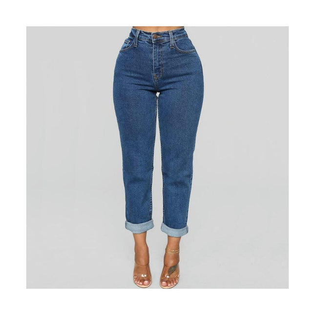 Womens High Waisted Straight Leg Ankle Jeans Casual Denim Pants