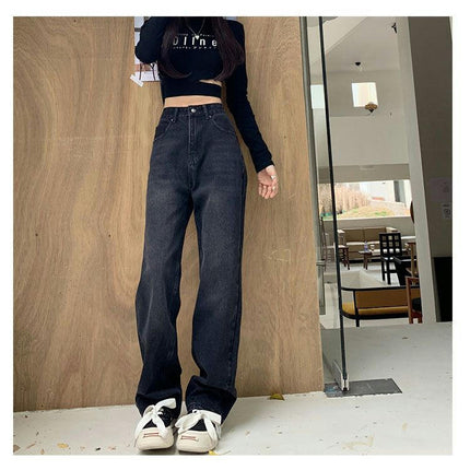 Women's Straight Leg Jeans Casual High Waisted Baggy Denim Pants