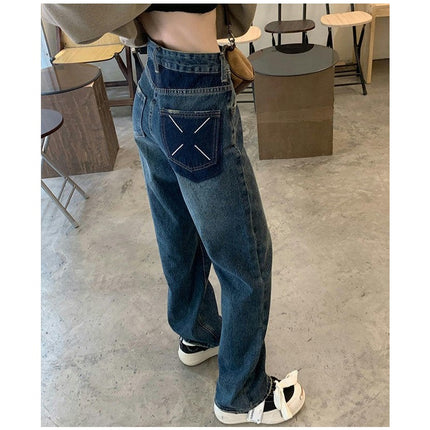 Women's Straight Leg Jeans Casual High Waisted Baggy Denim Pants