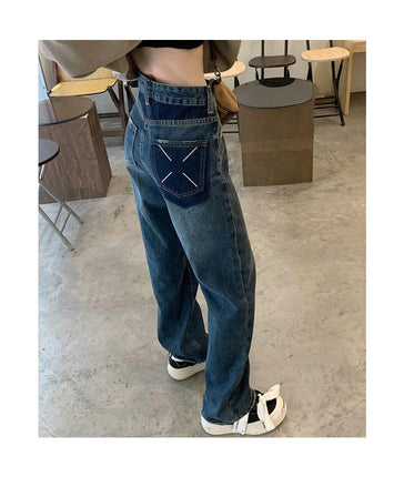 Women's Straight Leg Jeans Casual High Waisted Baggy Denim Pants