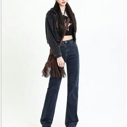 Baggy Jeans for Women High Waisted Stretch Straight Leg Casual Denim Pants-A1