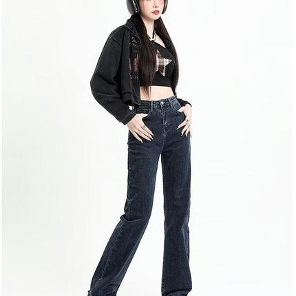 Baggy Jeans for Women High Waisted Stretch Straight Leg Casual Denim Pants-A1