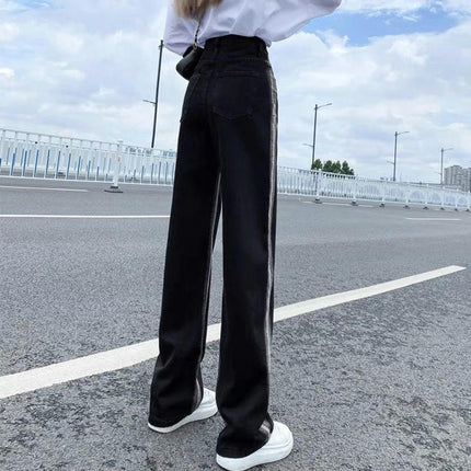 Women High Waisted Jeans Straight Baggy Wide Leg Denim Pants