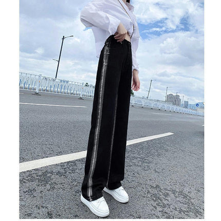 Women High Waisted Jeans Straight Baggy Wide Leg Denim Pants