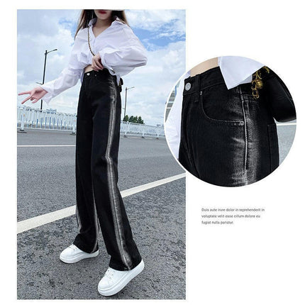 Women High Waisted Jeans Straight Baggy Wide Leg Denim Pants