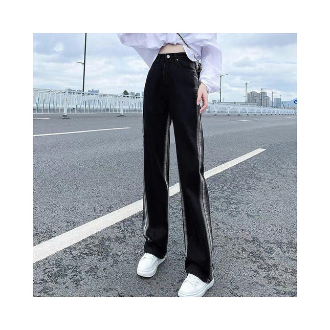 Women High Waisted Jeans Straight Baggy Wide Leg Denim Pants