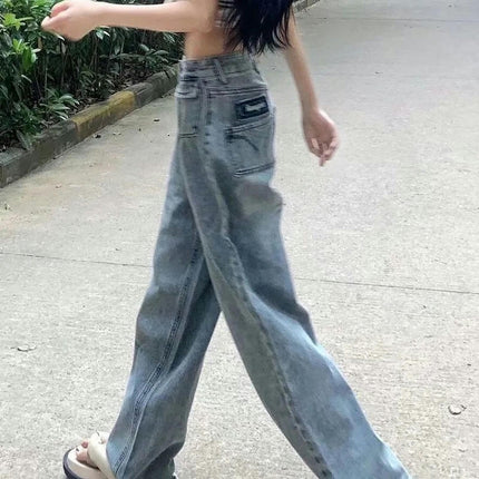 Women's High Waisted Baggy Jeans Wide Leg Straight Vintage Denim Pants