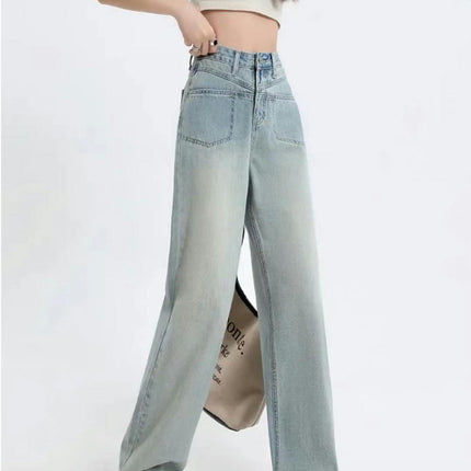 Women's High Waisted Boyfriend Jeans Baggy Straight Leg Casual Denim Pants