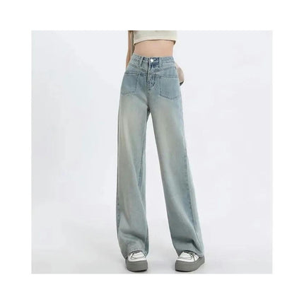 Women's High Waisted Boyfriend Jeans Baggy Straight Leg Casual Denim Pants