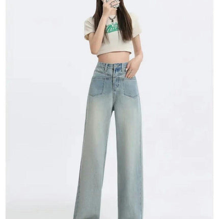 Women's High Waisted Boyfriend Jeans Baggy Straight Leg Casual Denim Pants