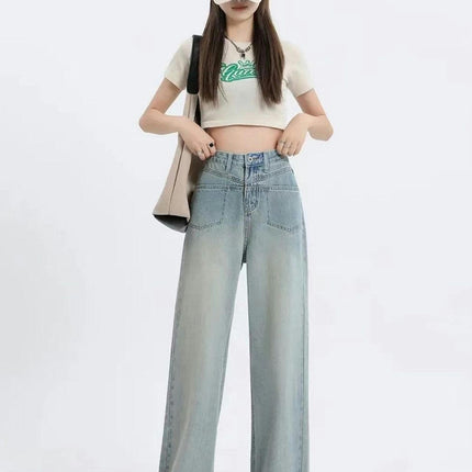 Women's High Waisted Boyfriend Jeans Baggy Straight Leg Casual Denim Pants