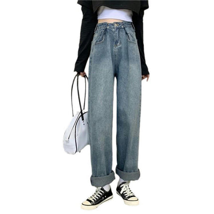 Straight Wide Leg Baggy Jeans for Women High Waisted Denim Pants