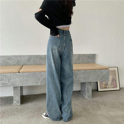 Straight Wide Leg Baggy Jeans for Women High Waisted Denim Pants