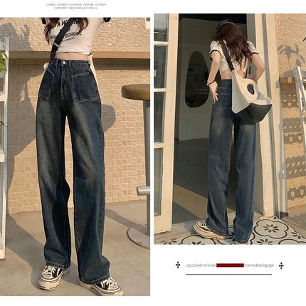 Women's Wide Leg Jeans Casual High Waisted Straight Baggy Denim Pants