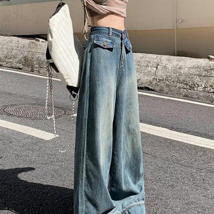 Women's Vintage Wide Leg Jeans High Waisted Baggy Denim Pants