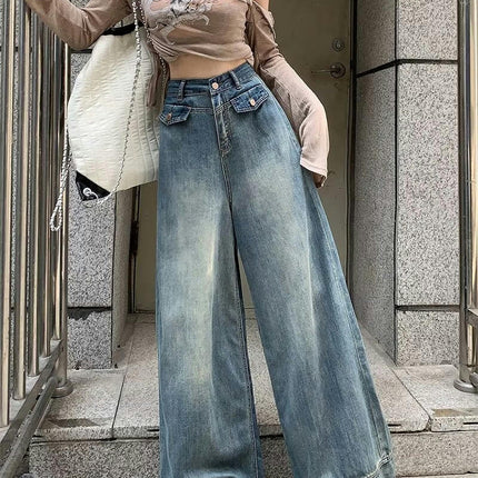 Women's Vintage Wide Leg Jeans High Waisted Baggy Denim Pants