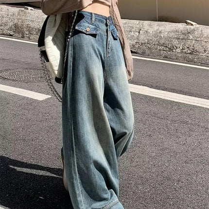 Women's Vintage Wide Leg Jeans High Waisted Baggy Denim Pants