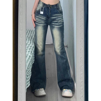 Women's Bell Bottom Jeans High Waist Skinny Raw Hem Flared Denim Jeans