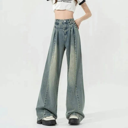 Women Straight Wide Leg Jeans High Waist Baggy Boyfriend Denim Pants