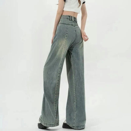 Women Straight Wide Leg Jeans High Waist Baggy Boyfriend Denim Pants