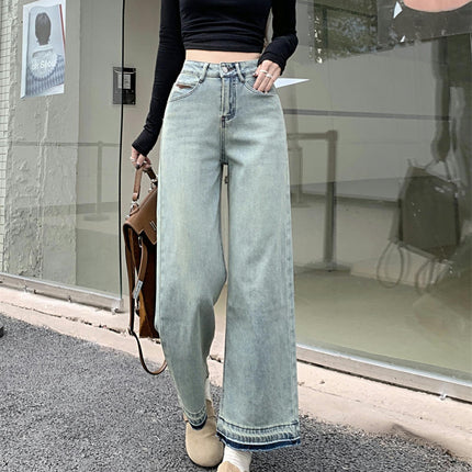 Women's High Waisted Jeans Boyfriend Baggy Straight Wide Leg Casual Denim Pants