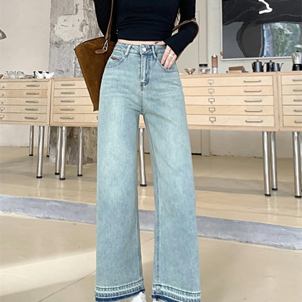 Women's High Waisted Jeans Boyfriend Baggy Straight Wide Leg Casual Denim Pants