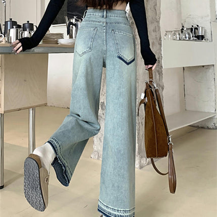 Women's High Waisted Jeans Boyfriend Baggy Straight Wide Leg Casual Denim Pants