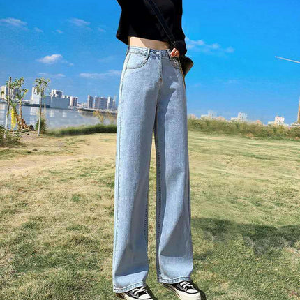 Women Straight Leg Jeans High Waist Baggy Jeans Loose Boyfriend Denim Pants