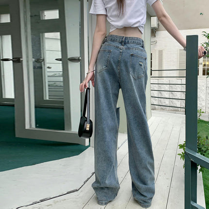 Women's High Waisted Wide Leg Jeans Casual Loose Ripped Denim Pants