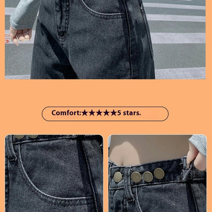 Women's High Waisted Straight Leg Long Jeans Beggy Casual Denim Pants