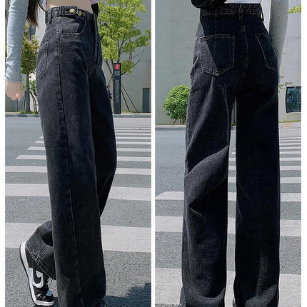 Women's High Waisted Straight Leg Long Jeans Beggy Casual Denim Pants