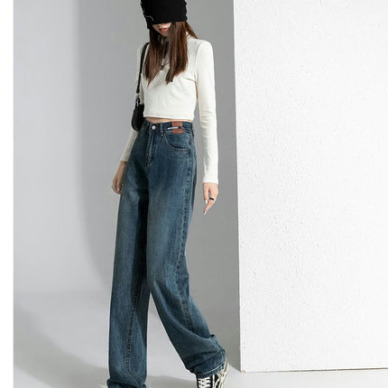 Women's Wide Leg Loose Jeans High Waisted Straight Baggy Denim Pants