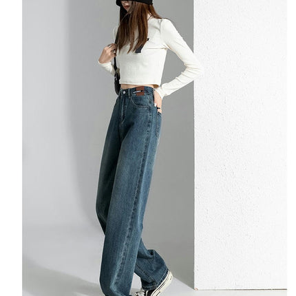 Women's Wide Leg Loose Jeans High Waisted Straight Baggy Denim Pants