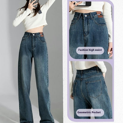 Women's Wide Leg Loose Jeans High Waisted Straight Baggy Denim Pants