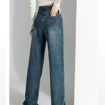 Women's Wide Leg Loose Jeans High Waisted Straight Baggy Denim Pants