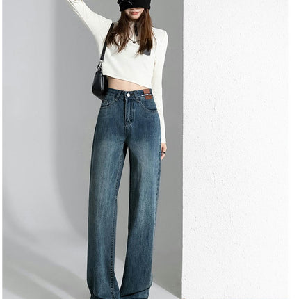 Women's Wide Leg Loose Jeans High Waisted Straight Baggy Denim Pants